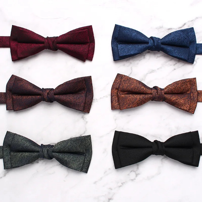 Business Wedding Mens Polyester Formal Character Double Texture Casual Bow 250407