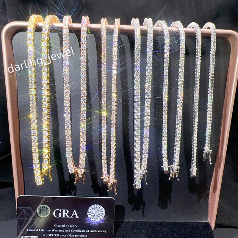 2025 New Unisex Hip Hop Moissanite Tennis Chain for Women Original 925 Sterling Silver Gold Man Moissanite Bracelet Chain Hiphop