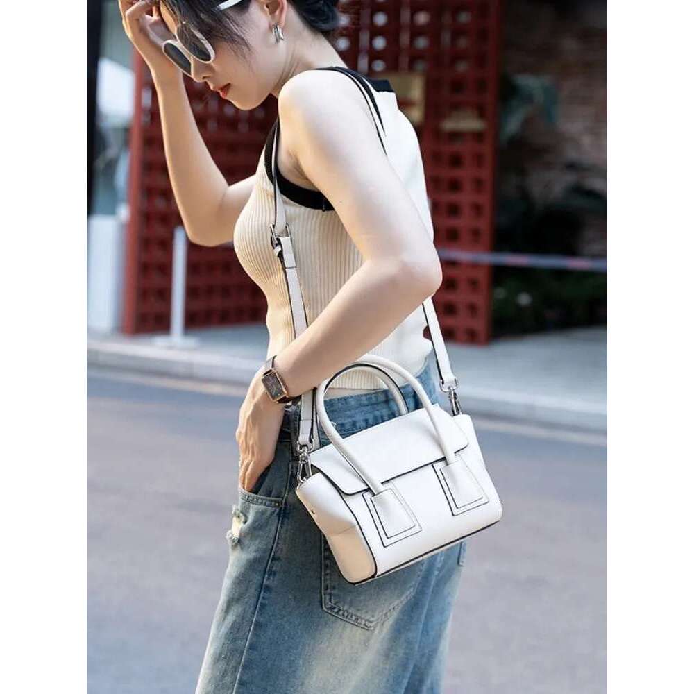 Fashion Women Cowskin Genuine Leather Bag Casual Office Ladies Tote Handbag Solid Color Designer Single Shoulder Crossbody Bags