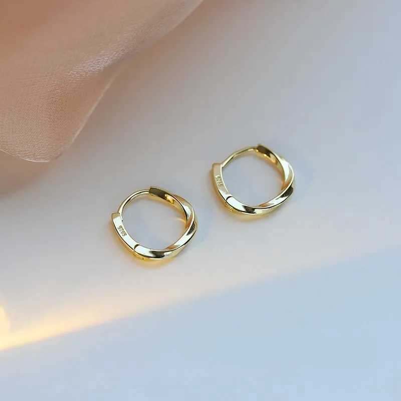 Authentic Minimalist 925 Sterling Silver Twist Hoop Earring for Women Wedding Stud Earrings fashion Jewelry Gift Z250408