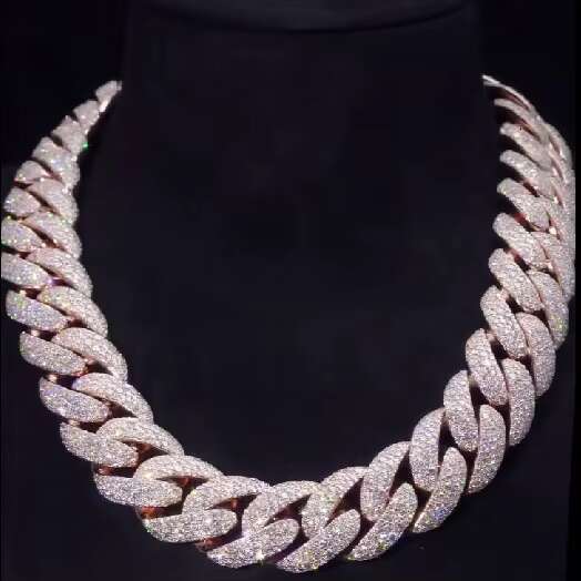 Hiphop 20mm Cuban Link Chain Chunky Heavy 925 Silver Iced Out Buss Down Miami Moissanite Cuban Chain