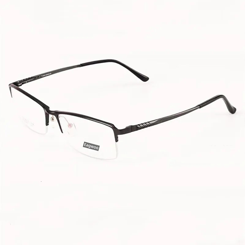 Eagwoo Aluminum Men Wide Face Prescription Eyeglasses Half Rim Optical Frame Business Eye Glasses Light Big Spectacle 60mm wide 250407