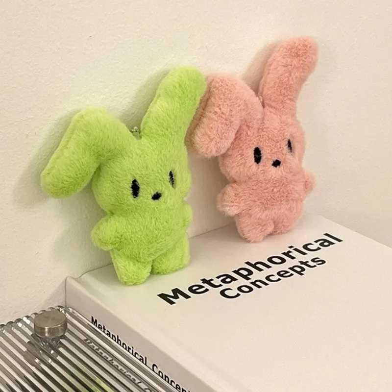 Kaii Plush Cartoon Keychain New Cute Green Pink Plush Soft Rabbit Doll Keychain Fun Animal Backpack Bag PendantXJ250409