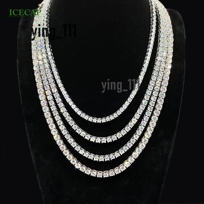 925 Silver Moissanite Necklace Past Diamond Tester White D VVS Moissanite Iced Out Hip Hop Tennis Chain Necklace