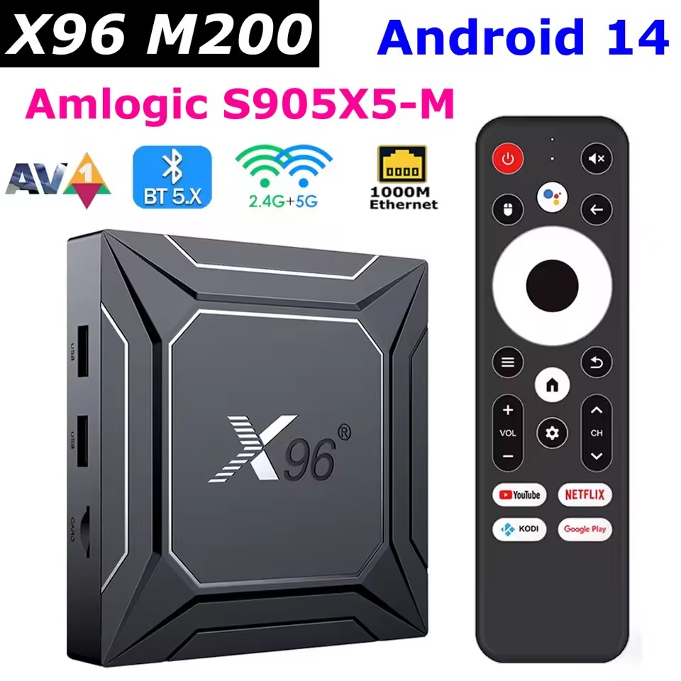 X96 M200 Android 14 Fast Smart TV BOX 4GB 64GB Amlogic S905X5M 1000M AV1 BT TVBOX 2.4G&5G Dual Wifi 2G16G/4G32G Media Player