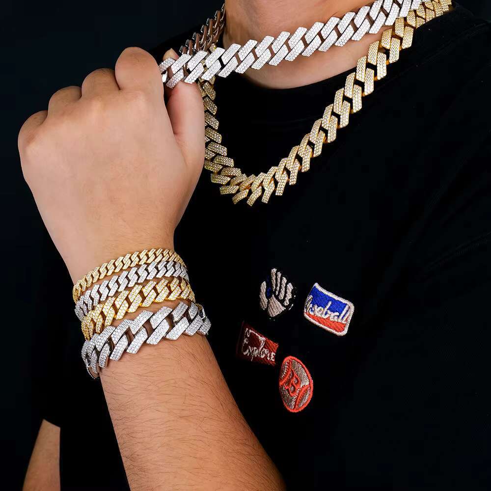Gra Certified 8-20mm Luxury Hip Hop Jewelry 925 Silver Mens Iced Out Vvs Diamond Mossanite Moissanite Cuban Link Chain Bracelet