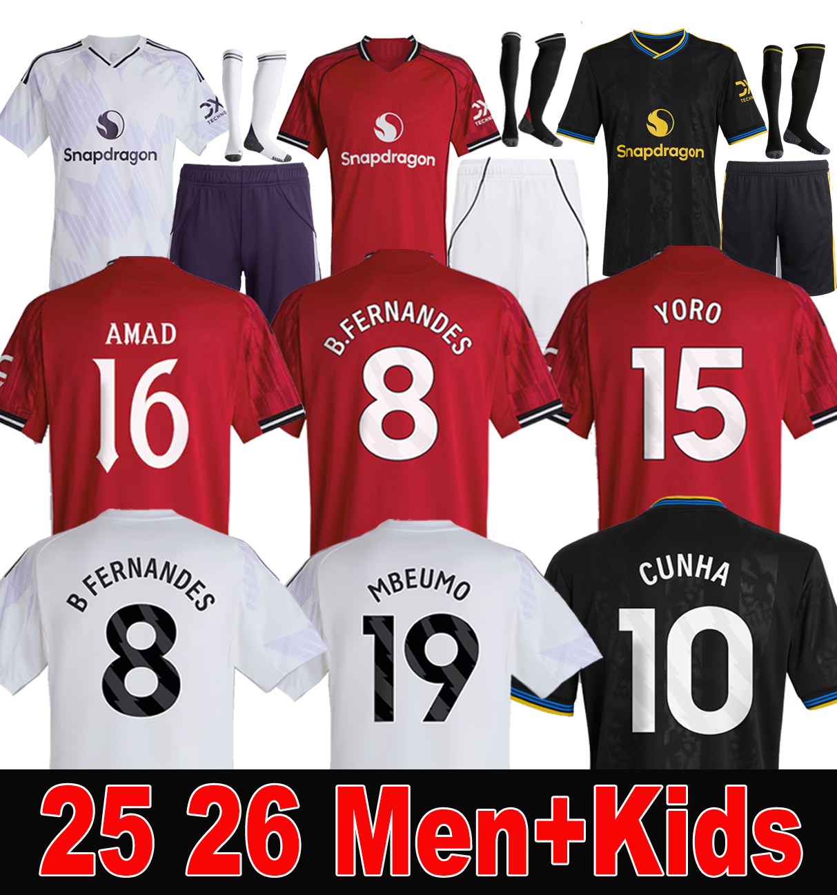 25 26 CUNHA Soccer Jerseys AMAD MAINOO GARNACHO MOUNT HOJLUND B.FERNANDES SESKO MAINOO Football shirts Women Men Kids kit CASEMIRO DE LIGT Home Away 3rd