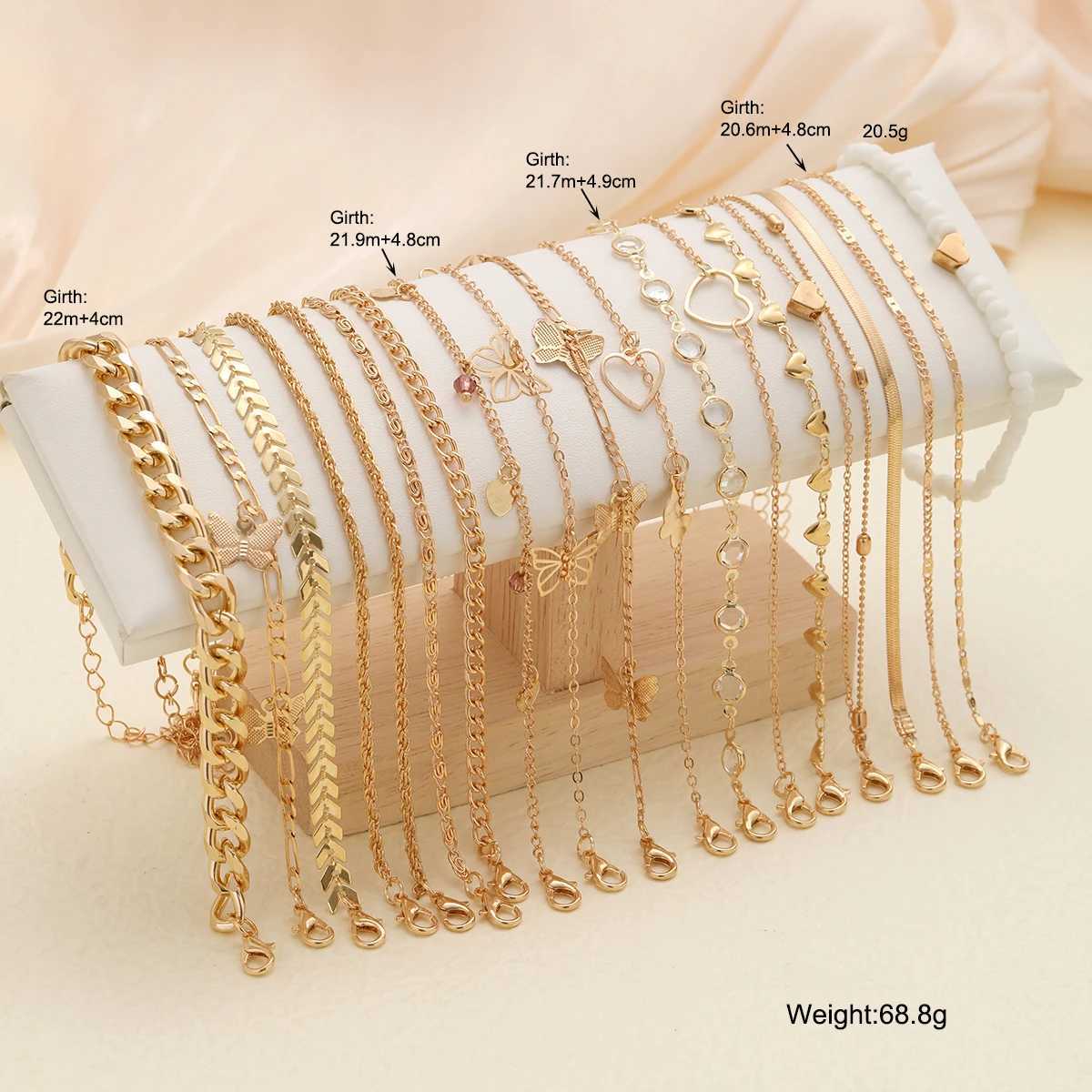 20 Pcs/Set Bohemian Twisted Snake Chain Anklet For Women Summer Beach Vintage Simple Foot Ankle Bracelet On Leg Jewelry Gifts Z250408