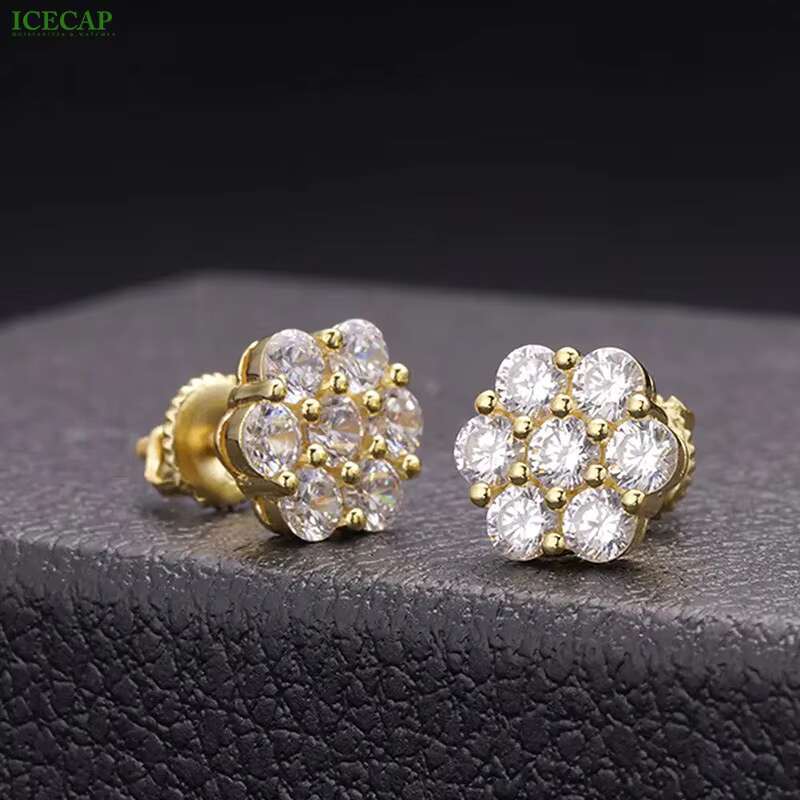 Icecap Fashion Jewelry 18K Gold Plated Wholesale Moisanne Diamond Earrings Lovely Gift for Girls Party Western Wedding Earring