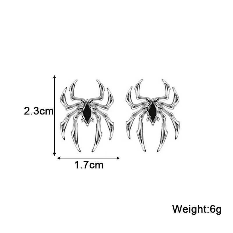 Silver Color Spider Stud Earrings for Women Unique Design Punk Personality Female Small Earrings Black Enamel Fashion Jewelry Z250408