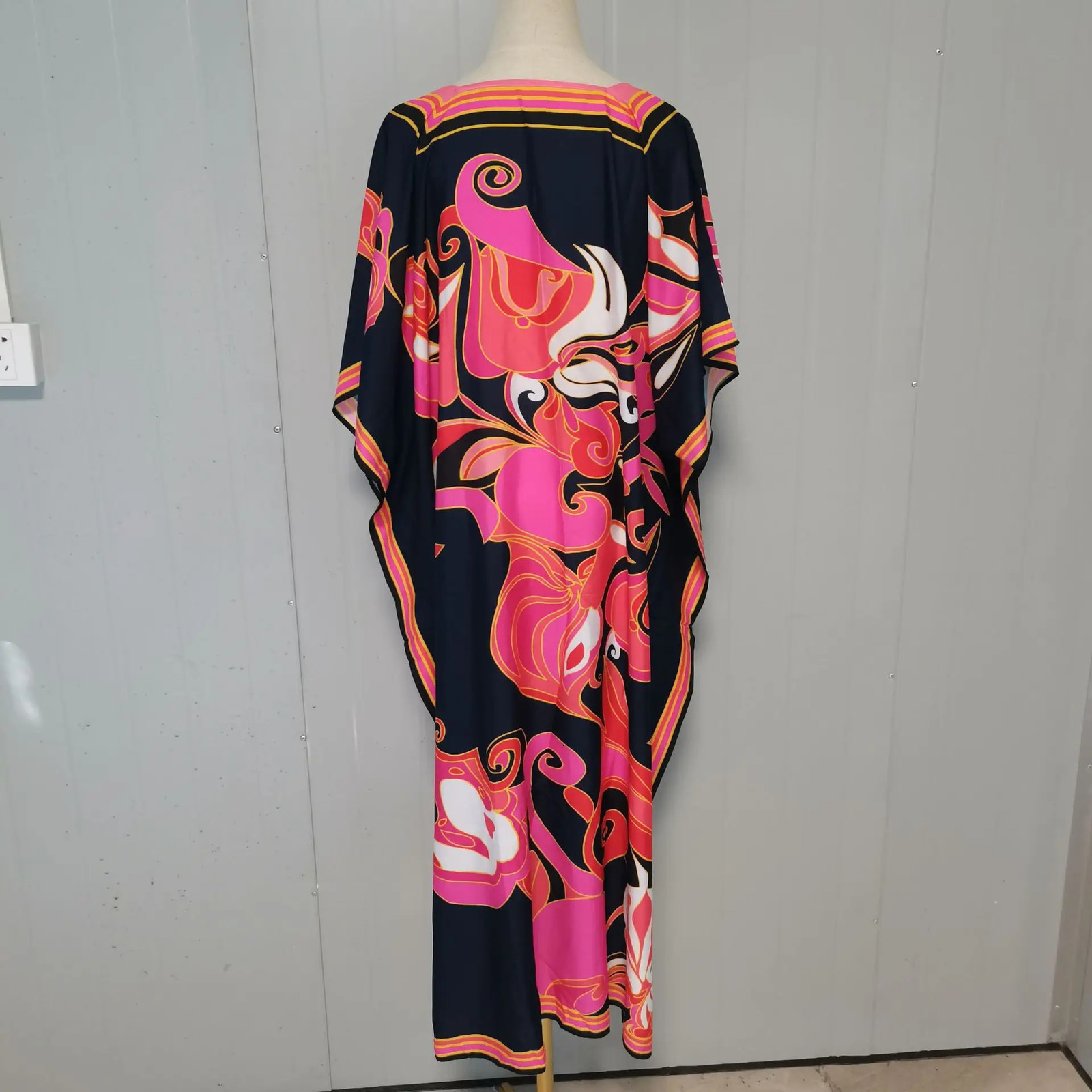 Kaftan dress oversized womens beach covering summer clothing kimono unprinted Vestido holiday 250409