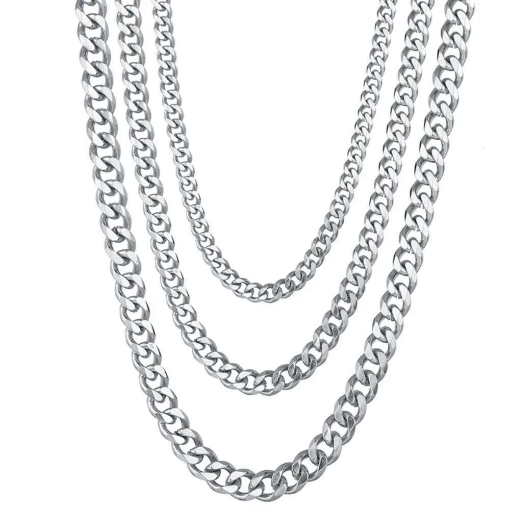 Simple Stainless Steel Cuban Chain Necklace for Men Gold Color/Black Metal Chain On The Neck Choker Jewelry Party Male DIY Gift