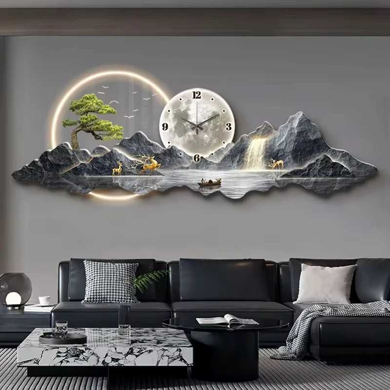 Design a luxurious wall clock living room with LED aesthetics minimalism silent and fashionable wall clock Nordic clock tower mural home decoration X2