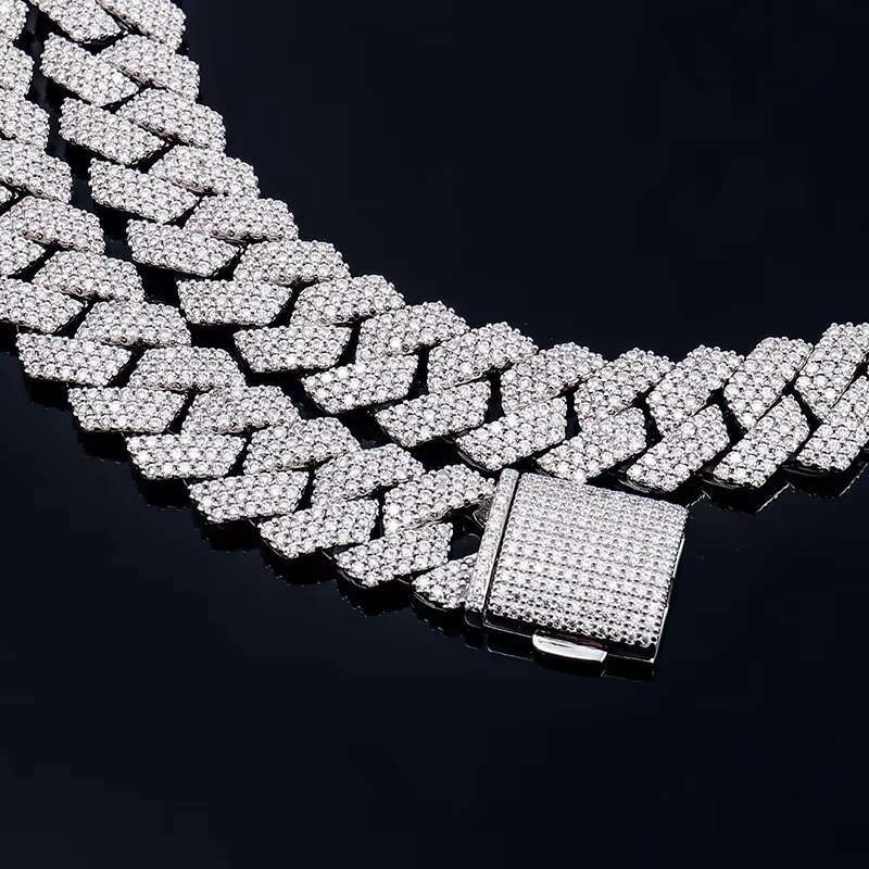 Mens Cuban Link Chain 15mm Miami Iced Out Diamond Cut Moissanite Cuban Chain 925 Sterling Silver Gold Cuban Link Chain