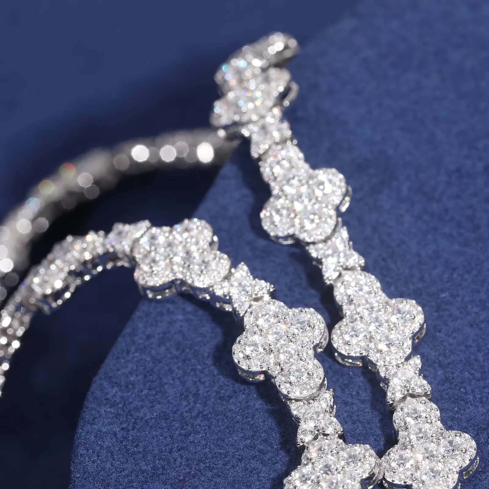 Versatile Mens Bracelet Fashion White Gold 10mm 925 Sterling Silver VVS Moissanite Diamond Iced Out Star Cross Link Bracelet
