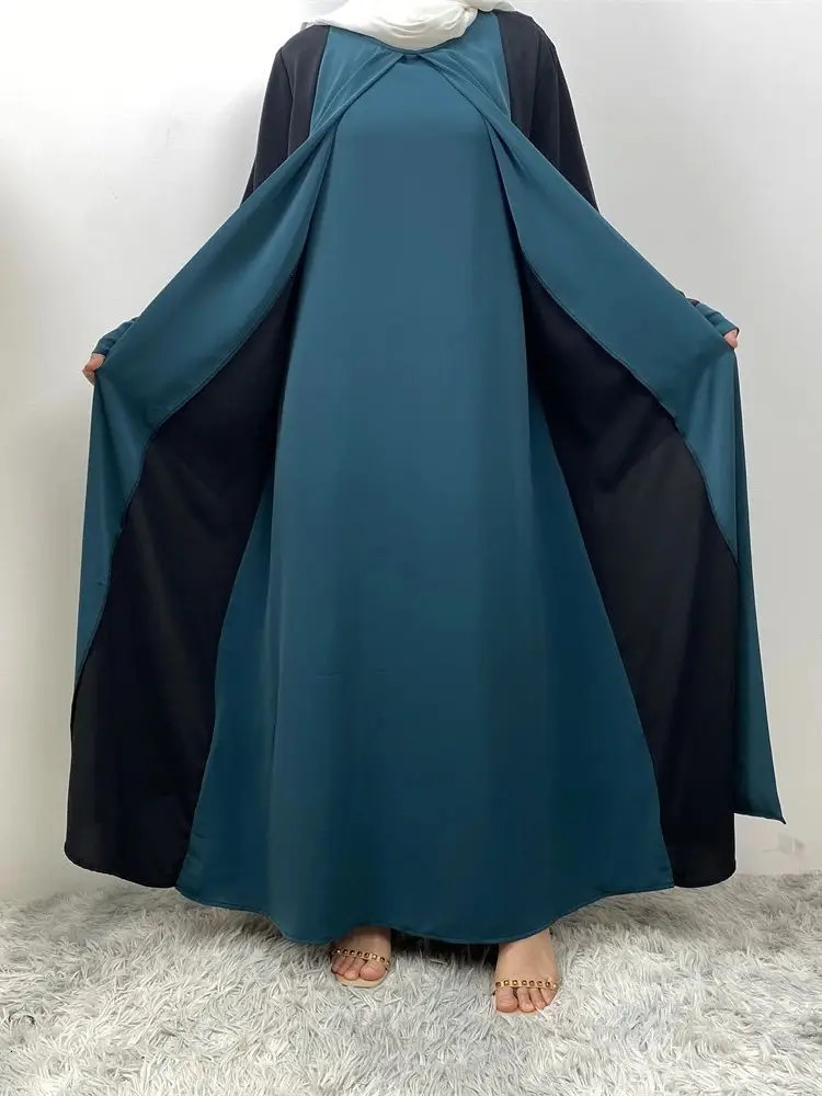 Ramadan Eid al Fitr Muslim Abaya Dubai y Splicing Two Women Kaftan Humble Dress Islamic Moroccan 250409