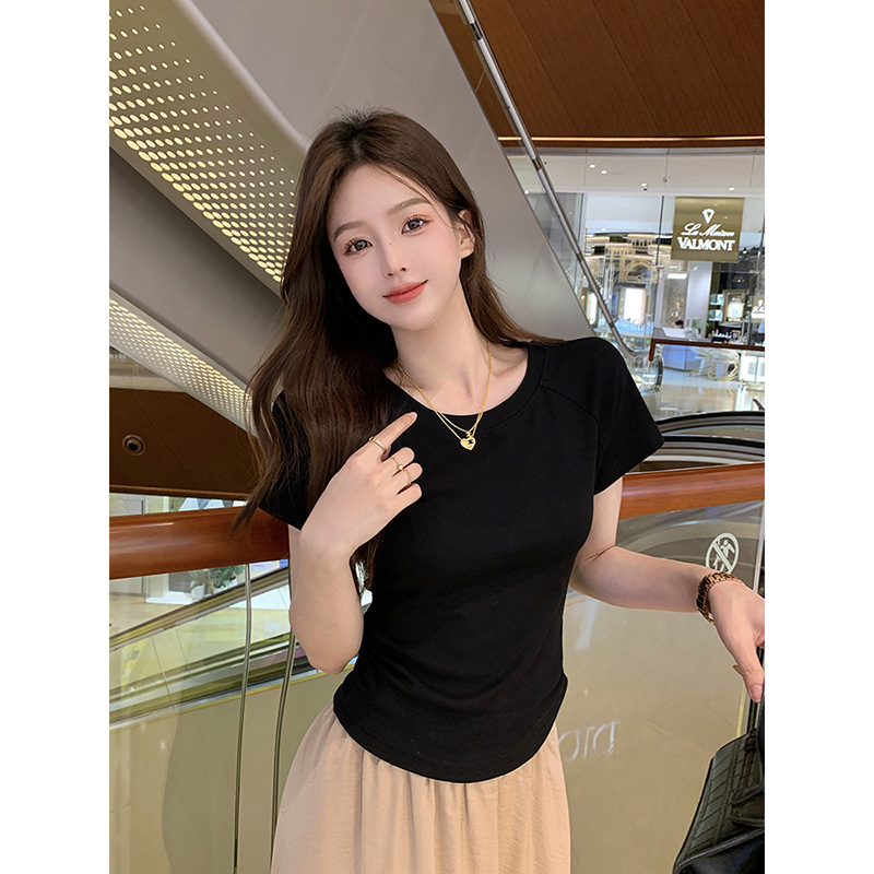 2025S Designer Women S T Shirt Spicy Girl S Mind Machine T Shirt Summer Back Hollow Design Feeling Slim Fit Folded Waist Short Sleeve Top For Women