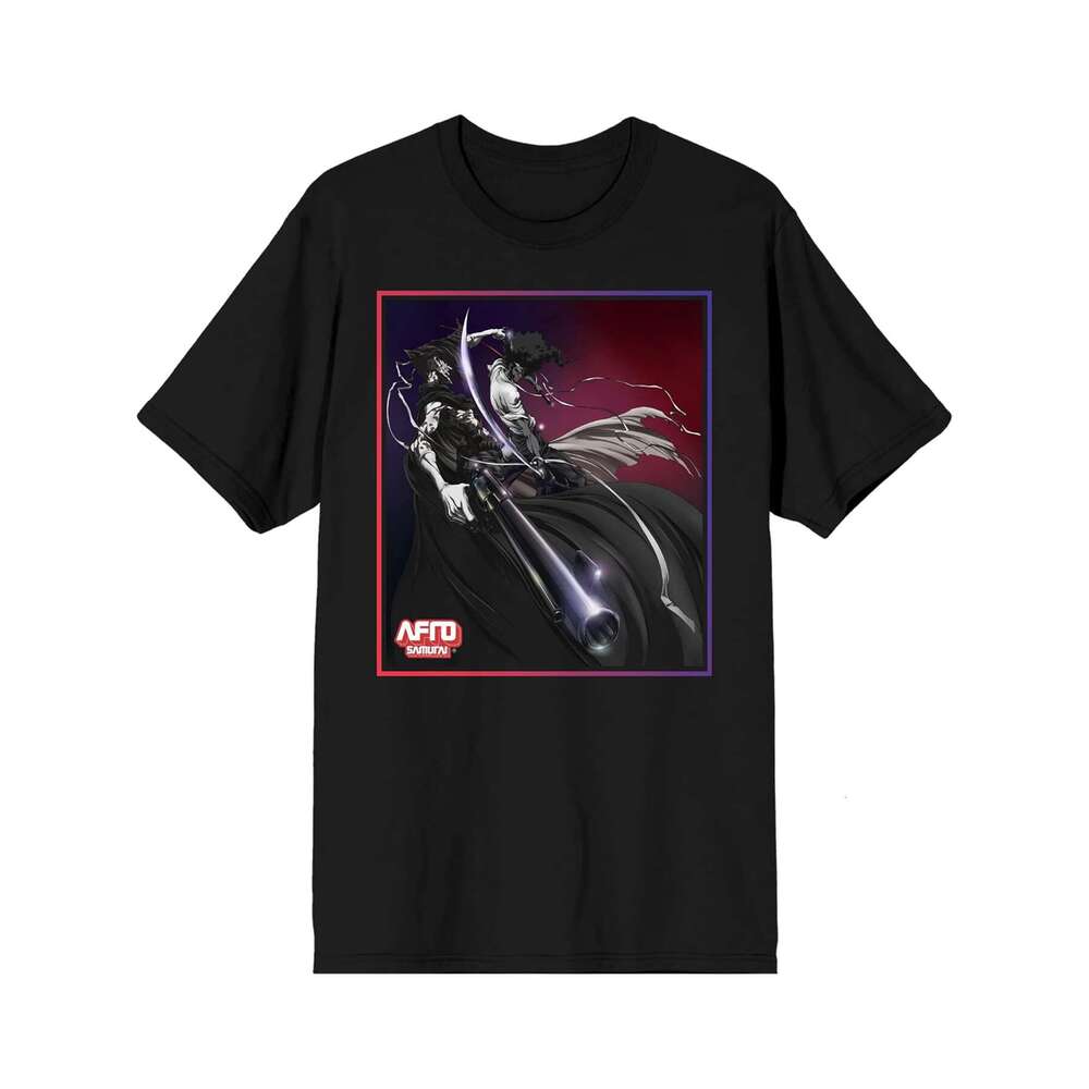 Designer T shirt Afro Samurai Afro and Justice Fight Mens Black - 220g T shits