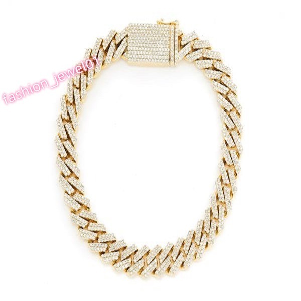Latest Designs Luxury Hip Hop Jewelry 10mm Cuban Bracelet Real Diamonds Bracelet Miami Cuban Link Chain Bracelet Wholesale Price