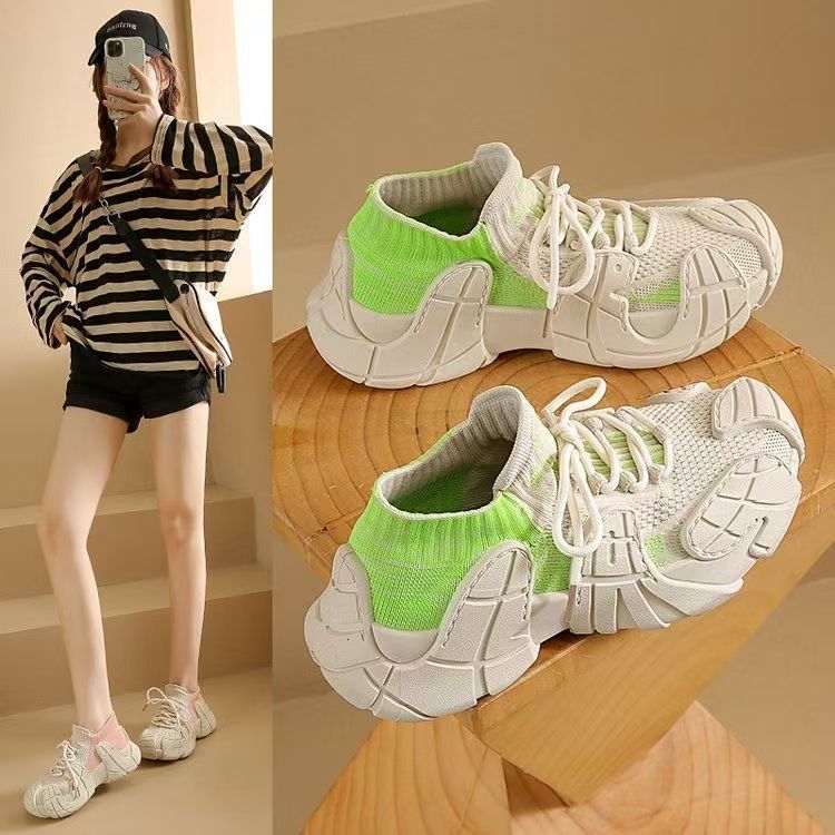 C International Fansen Breathable Socks Shoes Women's Shoes 2025 New Coconut Shoes Thick soled Sports and Leisure Shoes Soft soled