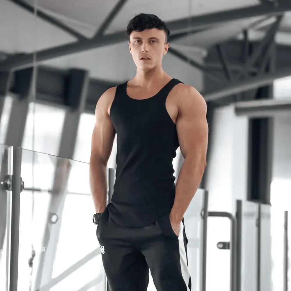 highquality breathable gym mens fitness running ice black tight fiber shirt upper body M3XL 250409