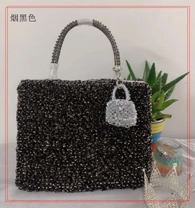 Pure Handmade Handbag For Single Shoulder Crossbody Small Square Bag, Shiny PVC Woven Women's Bag