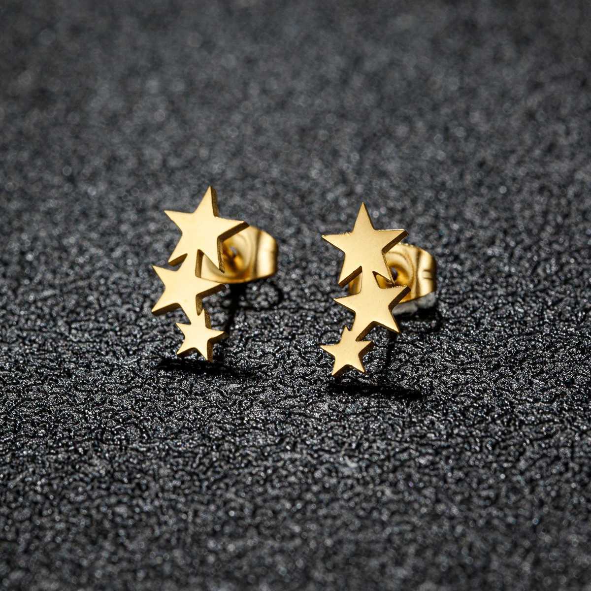 Fashion Stainless Steel Earrings Small Cute Triple Star Stud Earrings Punk Piercing Earing Womens Starry Minimalist Jewelry Z250408