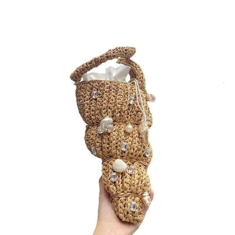 NEW Dia Shell Shaped Straw Women Shoulder Bags Paper Woven Crossbody Funnuy Cute Summer Beach Bag Small Female Purses