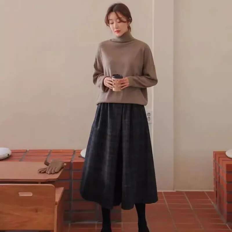 Checkered Wide Leg For Women, 2024 Autumn And Winter New High Waisted Loose Fit Woolen Pants