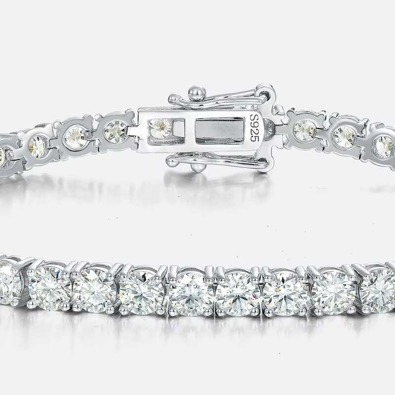 Fashion Hip Hop GRA 4mm VVS Moissanite Diamond Tennis Bracelet Womens 925 Sterling Silver Lab Grown Moissanite Tennis Bracelet