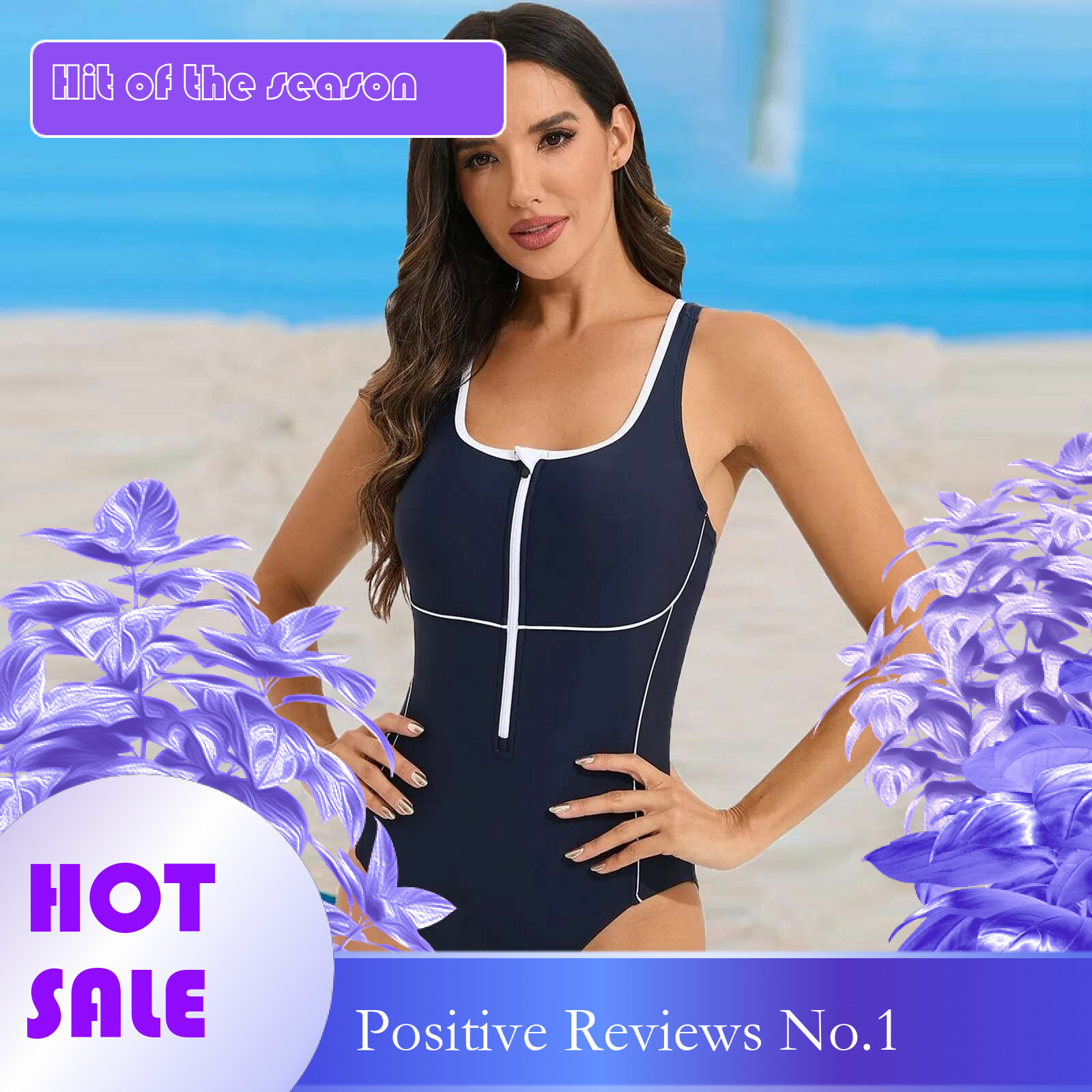 Dongdumaoyi Women Swimsuits New Womens Rash Guard Zip Front Sleeveless One Piece Swimsuit Beach Wear Swimming Monokini Swimwear