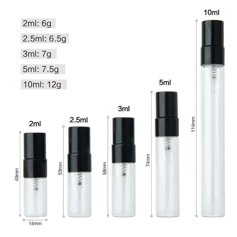 100PCS/Lot 2ml/3ml/5ml/10ml Refillable Empty Spray Bottle Atomizer Perfume Bottles