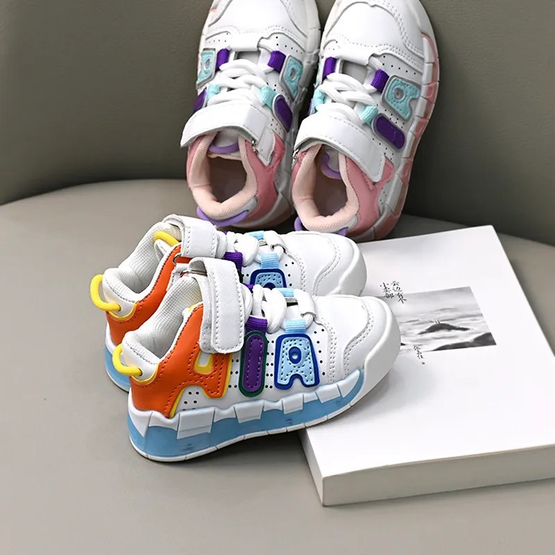 Free Shipping 2025 Children's High Top B-ball Shoes, Big Air Cushion Shock Absorbing Sneakers, Unisex Boys Girls Casual Wear