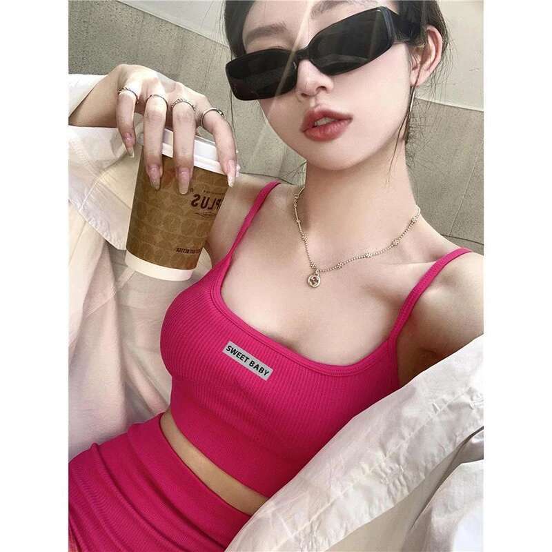 2Pcs Women's Sleeveless Top Sport High Waisted Shorts Korean Sexy Stretch Fabrics