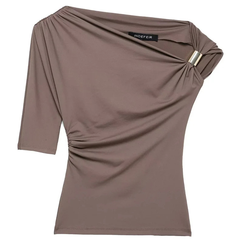 TRAF Asymmetric Top Womens Sexy Tank and Camis Summer Yellow Black Solid Tight Casual Street Clothing Y2k Tshirt 250409