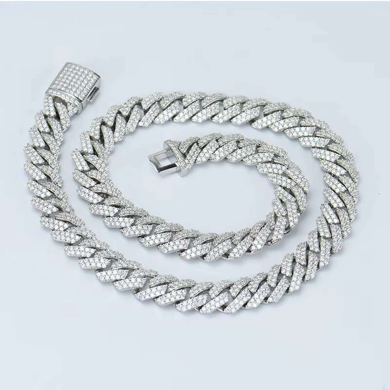 High Quality HIPHOP Mans Chain 925 Sterling Silver Moissanite Cuban Chain VVS Diamond Moissanite Necklace Jewelry