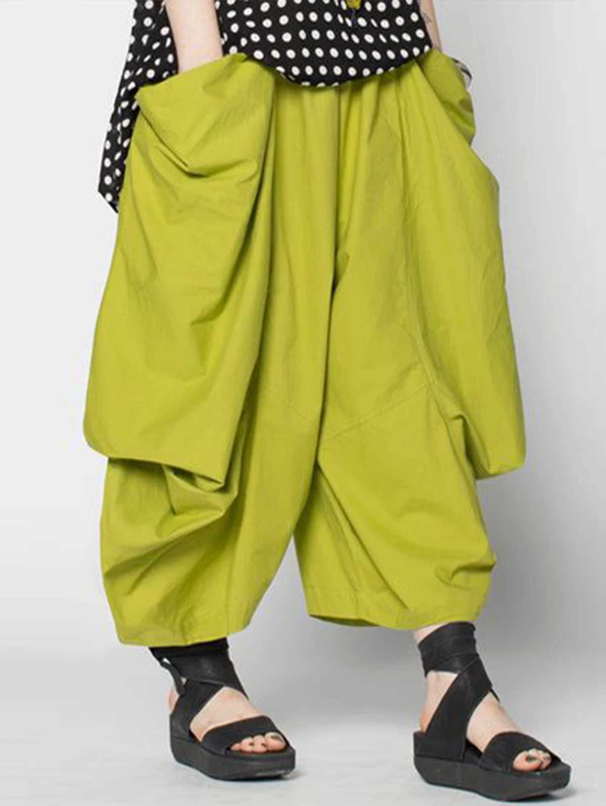 Womens wide leg loose fitting Harajuku pants cotton linen plus size casual street hip-hop Trouser Normcore retro solid Bloomer pantsXJ250403