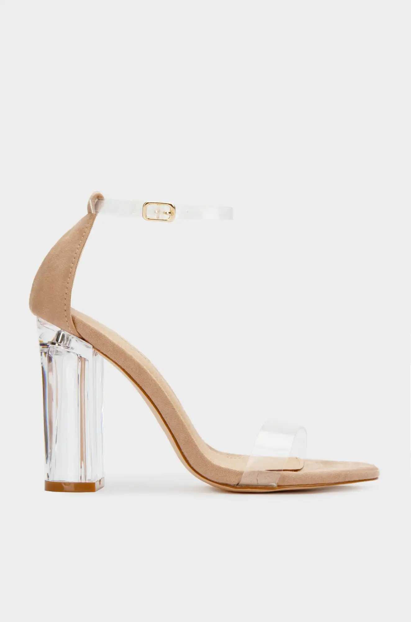 New Arrival Summer New Transparent Word Thick Heel Opening Toe Sandals Crystal Heel High Temperature Heel Female T250409