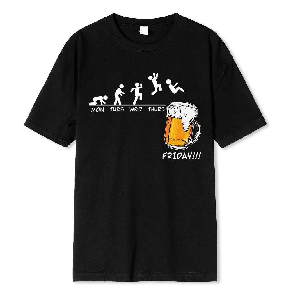Friday Beer Printed Mens Brand T-shirt Interesting Graphic Hip Hop Summer Mens T-shirt Street Clothing Pure Cotton Harajuku T-shirt Short SleeveXJ2504