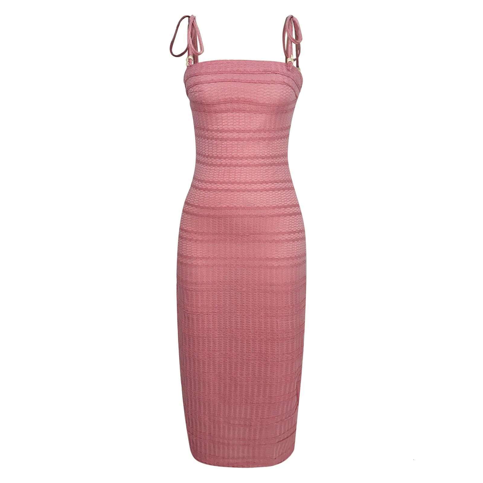 Dongdumaoyi Women S Summer Spaghetti Strap Sleeveless Bodycon Backless Textured Wedding Guest Cocktail Dress With Sleeves For