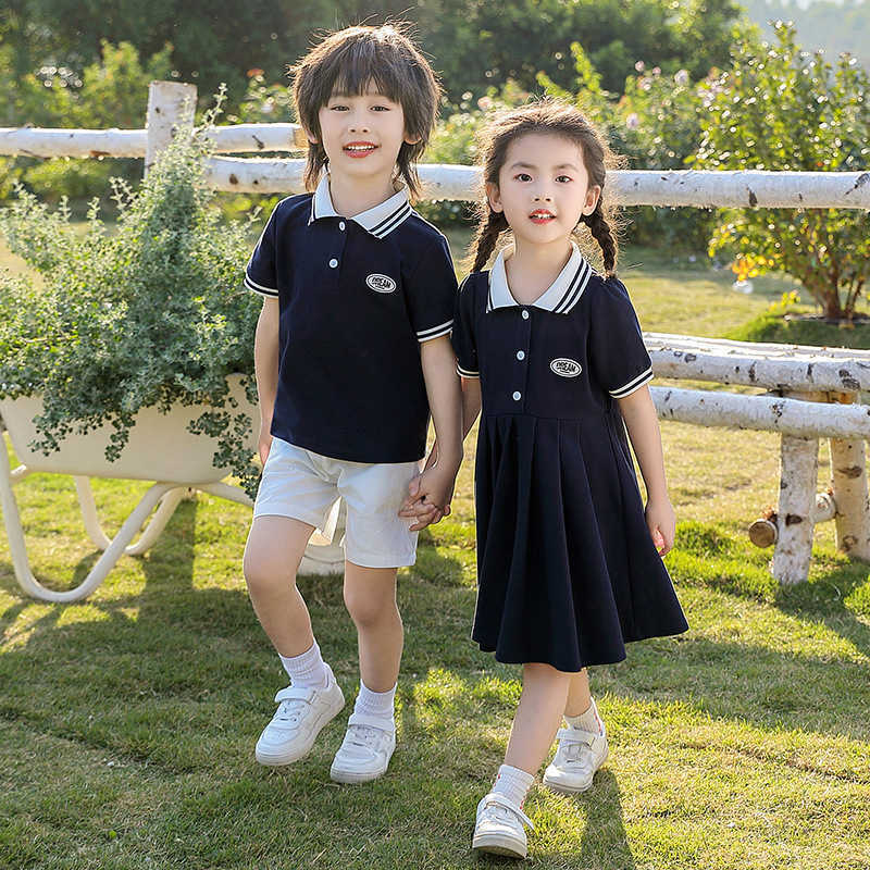 Parent child clothing 2024 summer new full home high-end family polo shirt short sleeved mother daughter waist slimming dress S2548