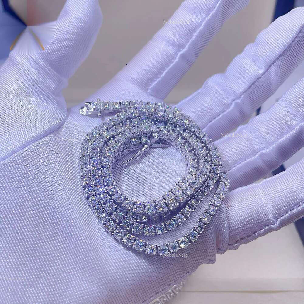 Custom Hip Hop Jewelry Necklace 3Mm Sterg Sier Hiphop VVS Moissanite Tennis Chain
