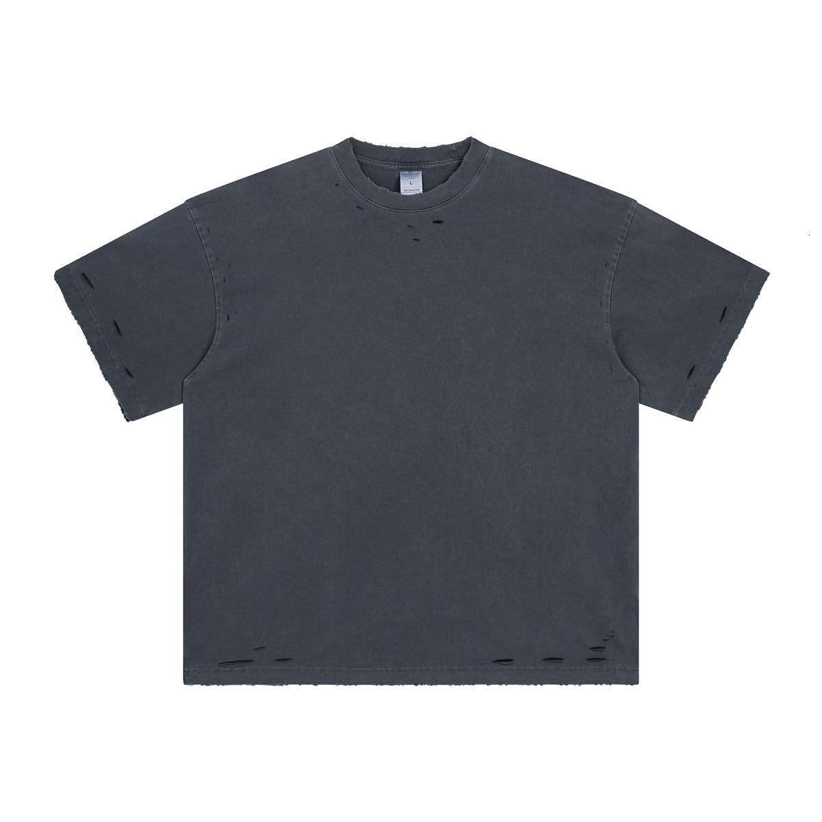 New products for spring and summer 2025: distressed cut, washed water T-shirt, American fashion brand plus size men's T-shirt