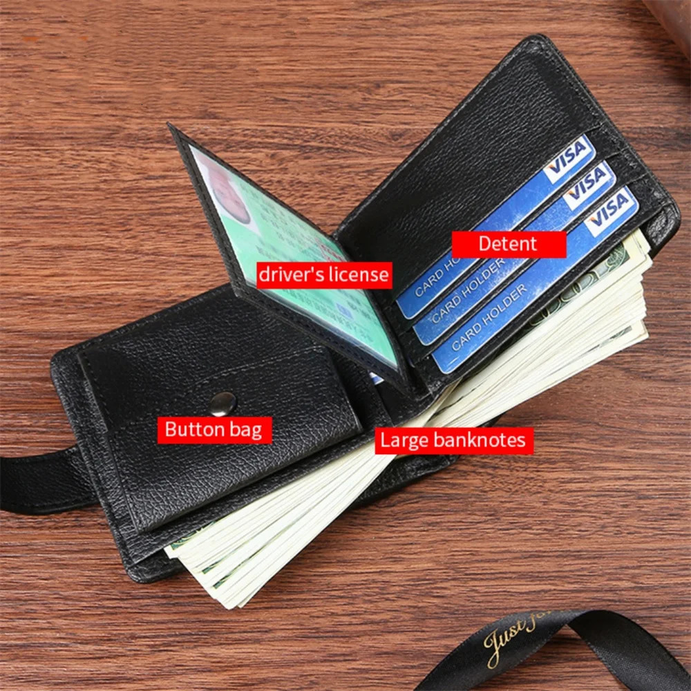 ISKYBOB Mens Wallet Multi Card Slot IDCredit Stand Fashionable Retro Business Coin Snap Leather 250408