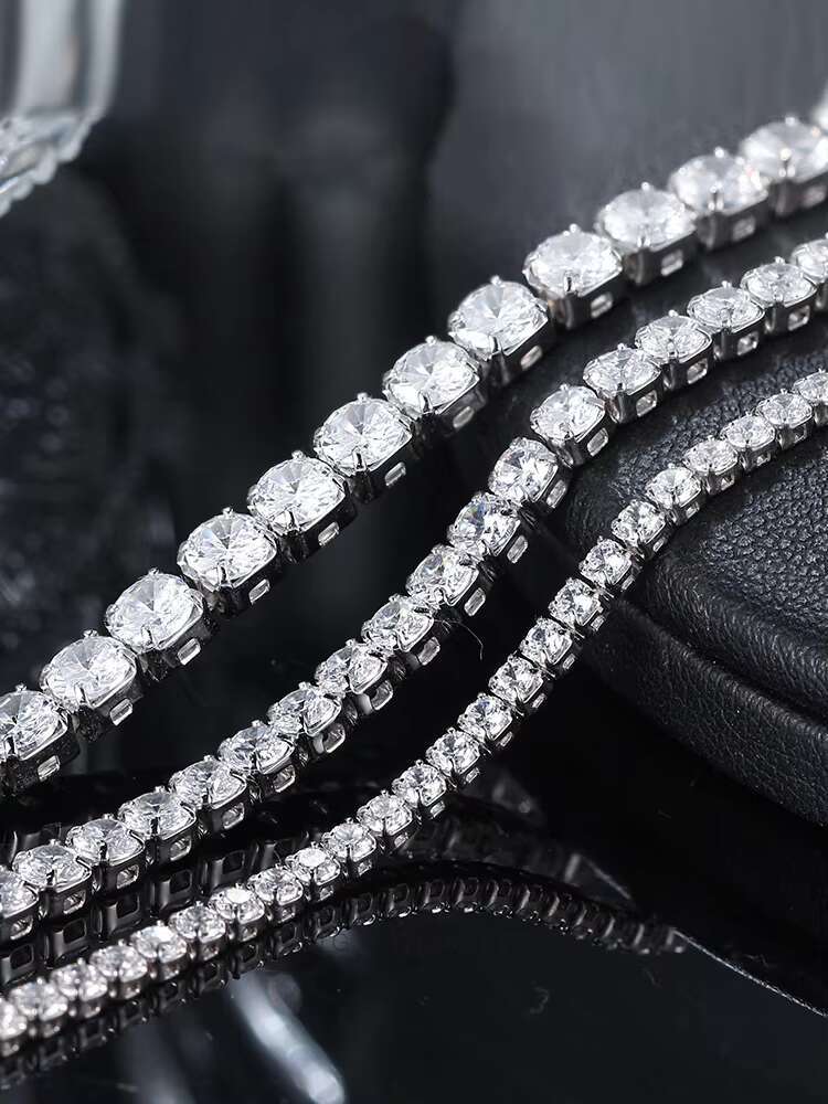 Factory Direct Sales Hip Hop 925 Sterling Silver Zircon Bracelet Diamonds Tennis Chain Bracelet