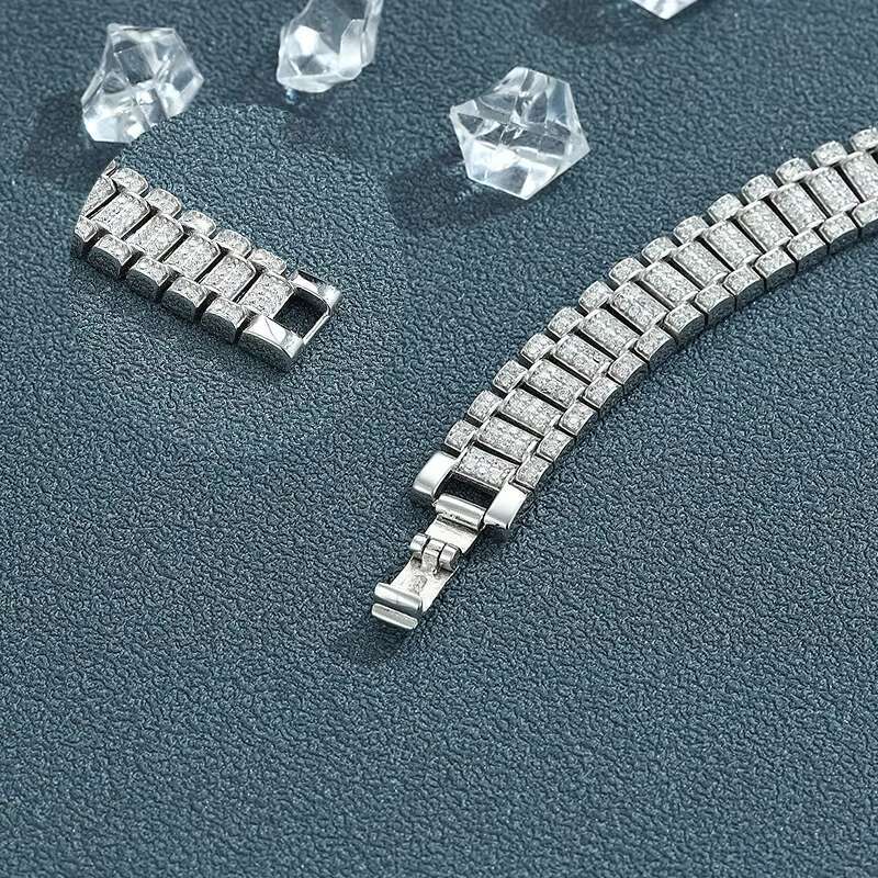 Moissanite bracelet couple 925 silver fine design European and American series full diamond bracelet