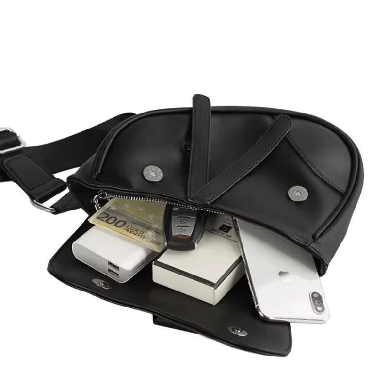 Fashion Saddle Men Bags Anti-Theft Shoulder Messenger Mens PU Leather Crossbody Chest Bag Waist Pack Male