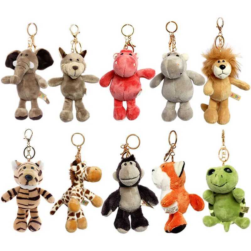 Cute cartoon animal plush keychain elephant turtle lion wolf hippopotamus koala raccoon tiger deer bear plush soft toy girlXJ250409