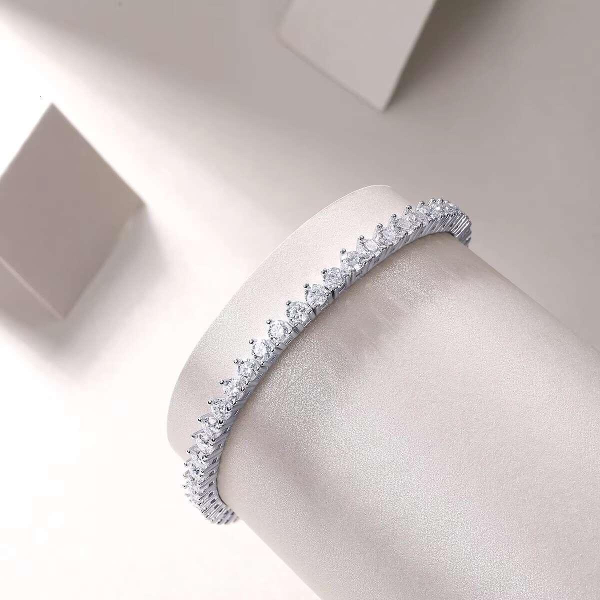 4mm Moissanite Tennis Bracelet - Size 16.5-19cm 925 Sterling Silver Jewelry for Women