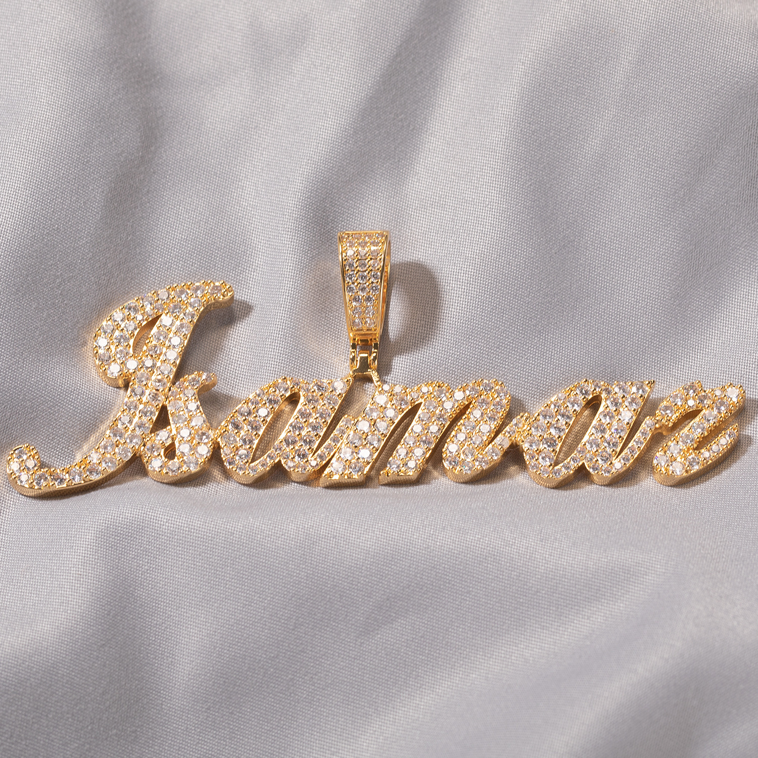 Hip Hop Rap Iced Out Personalized Creative Baby Letter Pendant Necklace Prong With Bling Cubic Zircon 14k Real Gold Street Fashion Jewelry Accessories